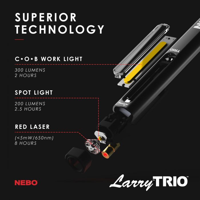 Larry Trio Rechargeable Pen Light with Laser