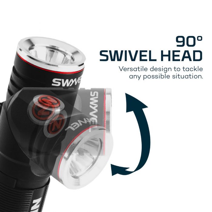 SWYVEL Compact 1,000 Lumen Rechargeable EDC Flashlight with a 90º Rotating Swivel Head